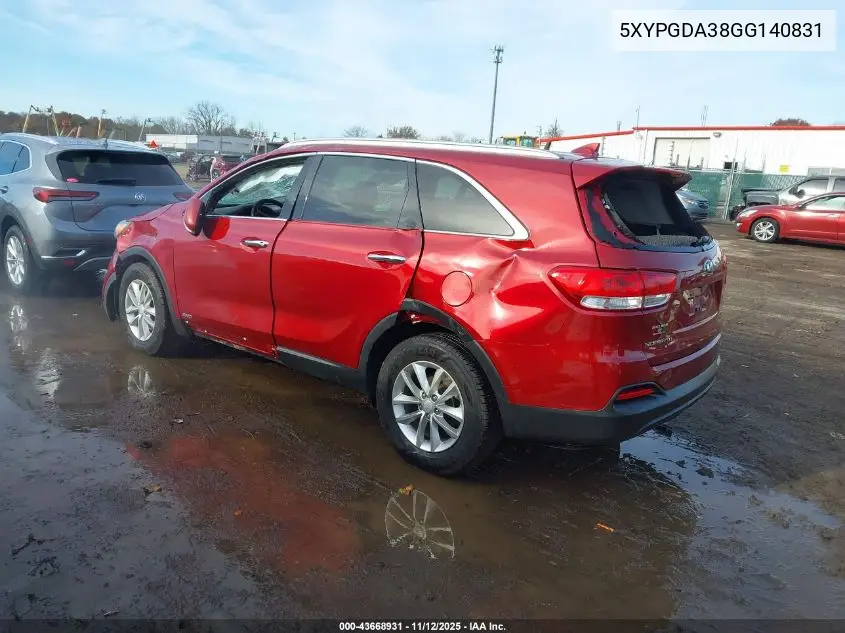 5XYPGDA38GG140831 2016 Kia Sorento 2.4L Lx