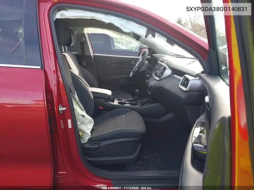 5XYPGDA38GG140831 2016 Kia Sorento 2.4L Lx