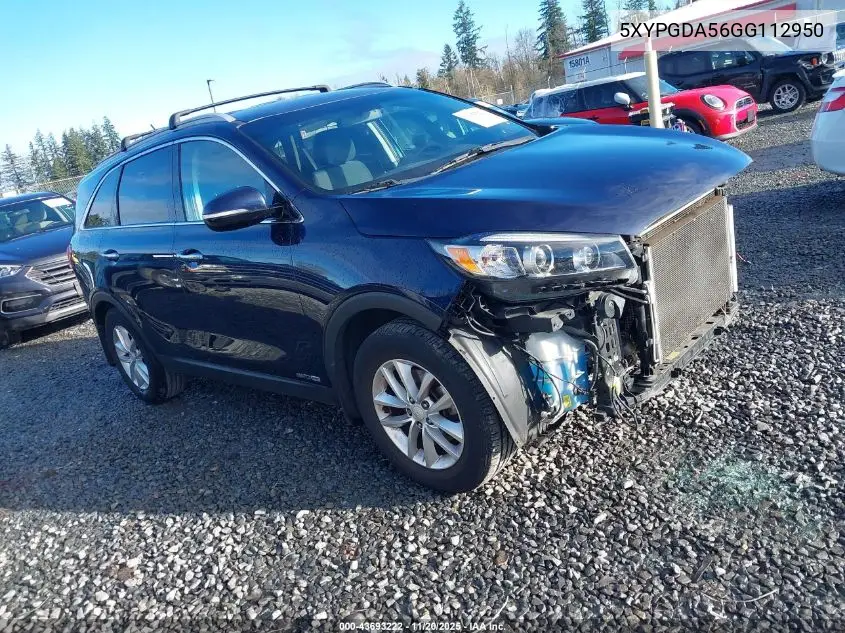5XYPGDA56GG112950 2016 Kia Sorento 3.3L Lx
