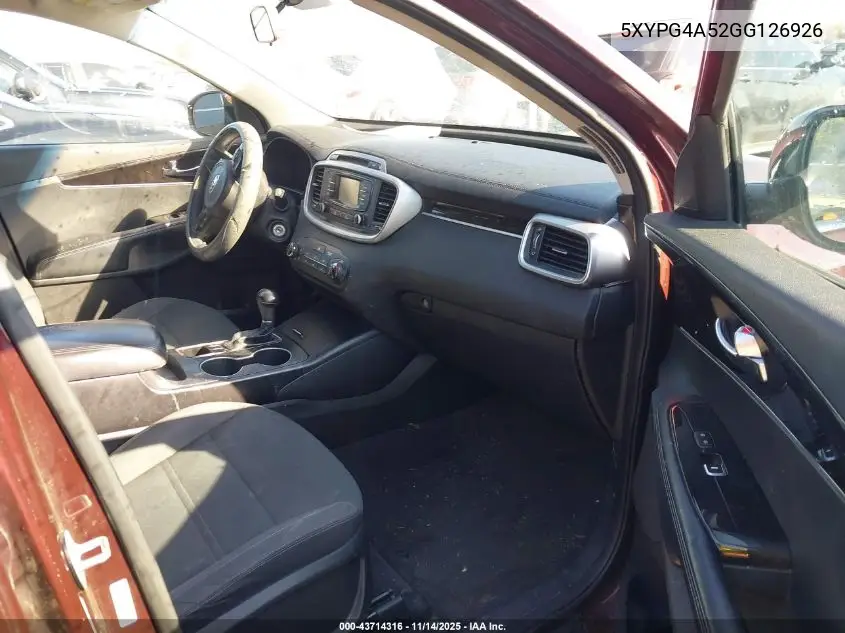 5XYPG4A52GG126926 2016 Kia Sorento 3.3L Lx