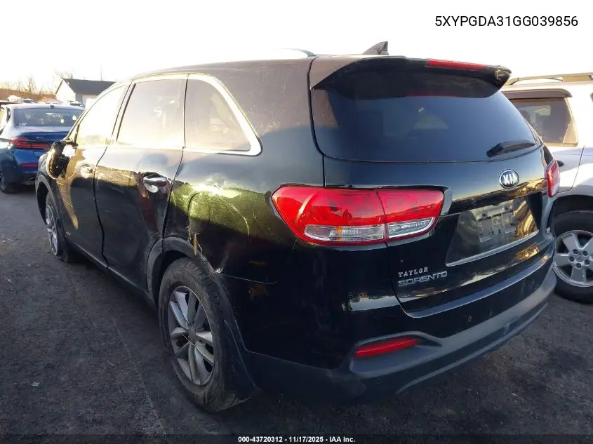 5XYPGDA31GG039856 2016 Kia Sorento 2.4L Lx