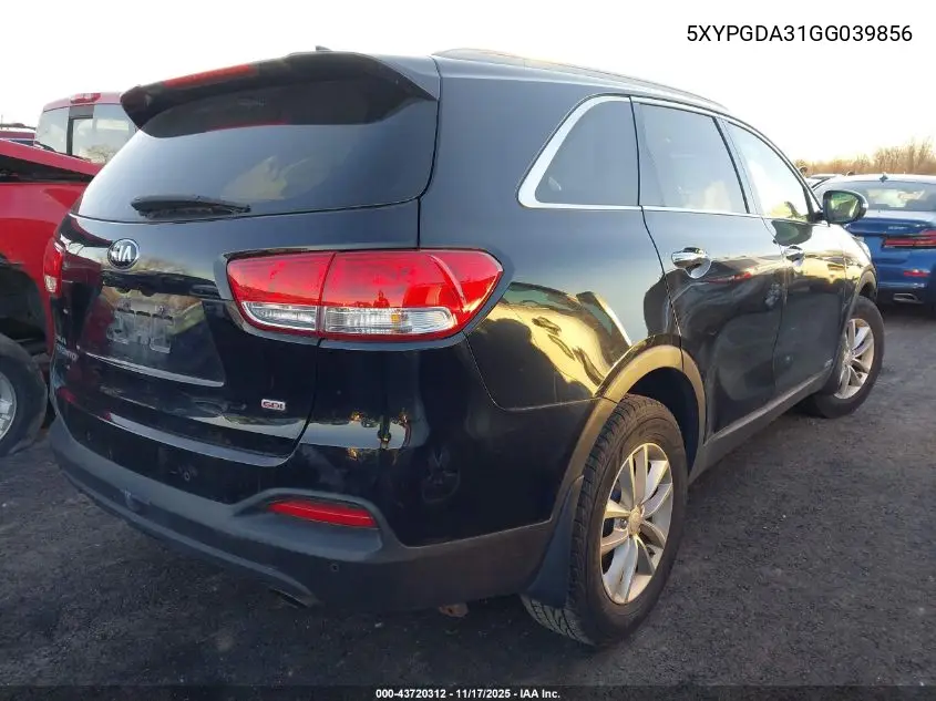 5XYPGDA31GG039856 2016 Kia Sorento 2.4L Lx