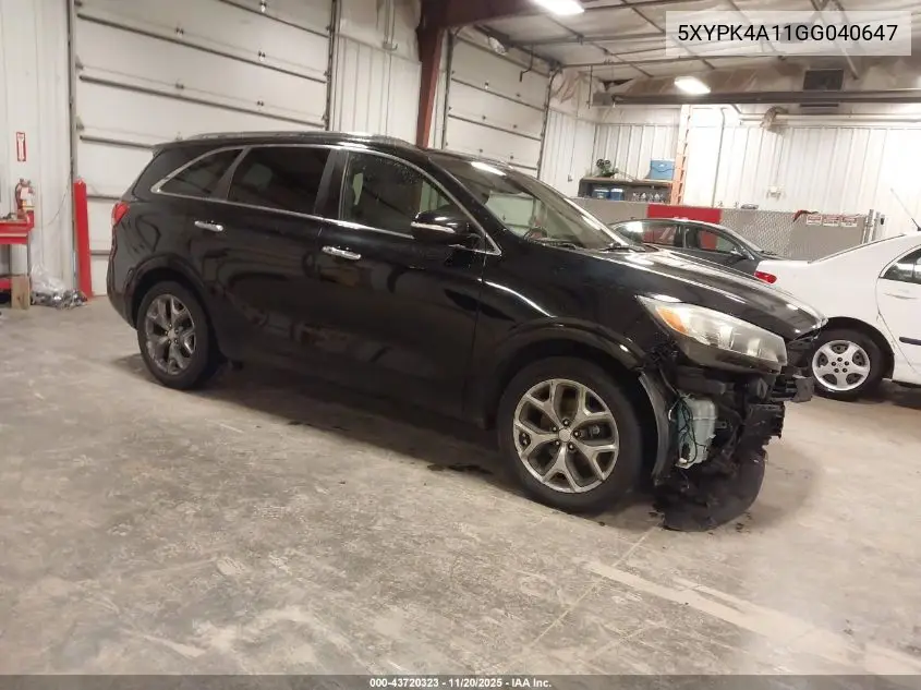 5XYPK4A11GG040647 2016 Kia Sorento 2.0T Sxl
