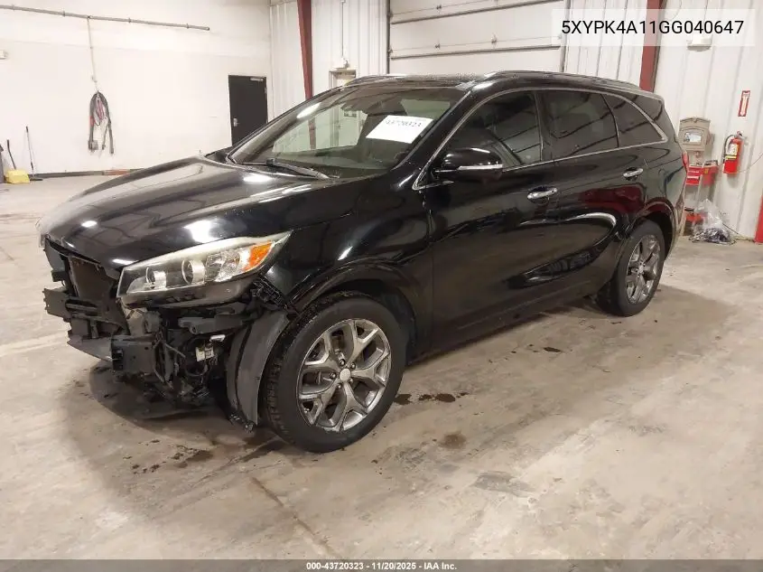 5XYPK4A11GG040647 2016 Kia Sorento 2.0T Sxl