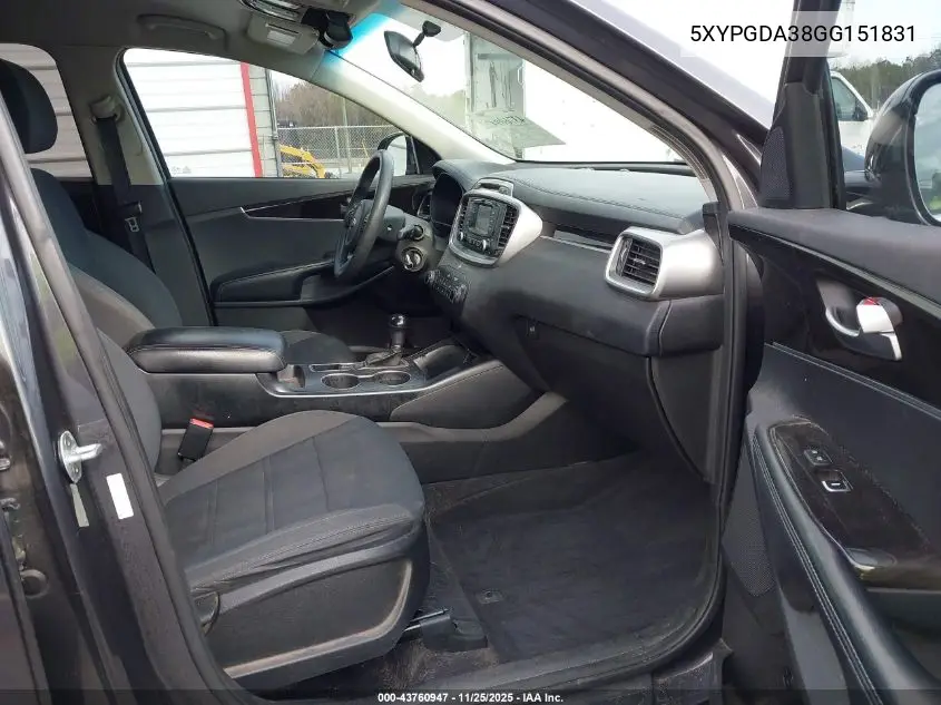 5XYPGDA38GG151831 2016 Kia Sorento 2.4L Lx
