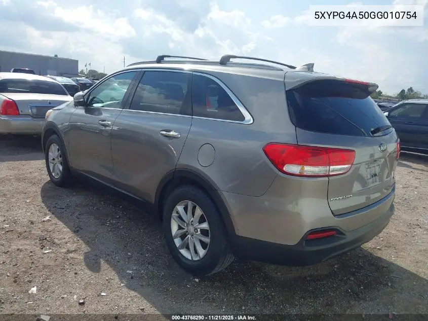 5XYPG4A50GG010754 2016 Kia Sorento 3.3L Lx