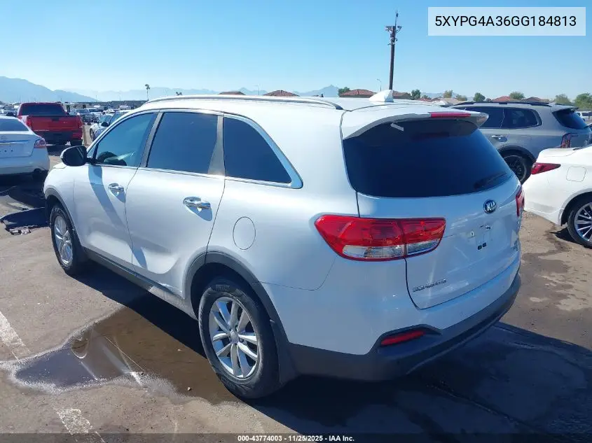 5XYPG4A36GG184813 2016 Kia Sorento 2.4L Lx
