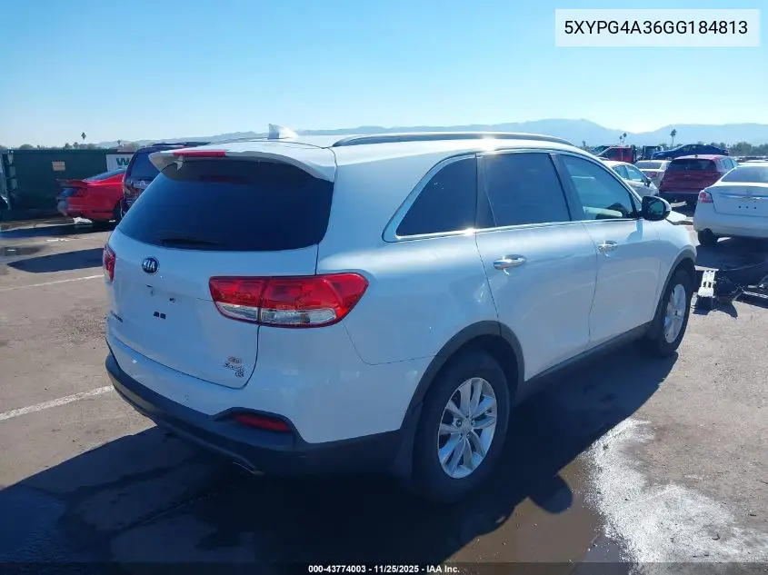 5XYPG4A36GG184813 2016 Kia Sorento 2.4L Lx