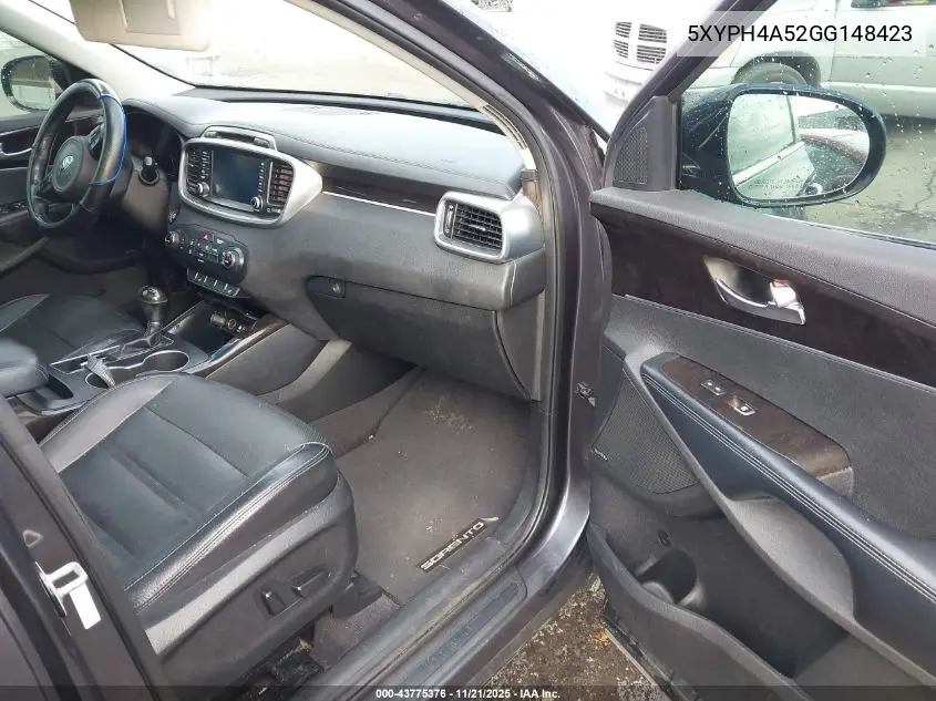 5XYPH4A52GG148423 2016 Kia Sorento 3.3L Ex