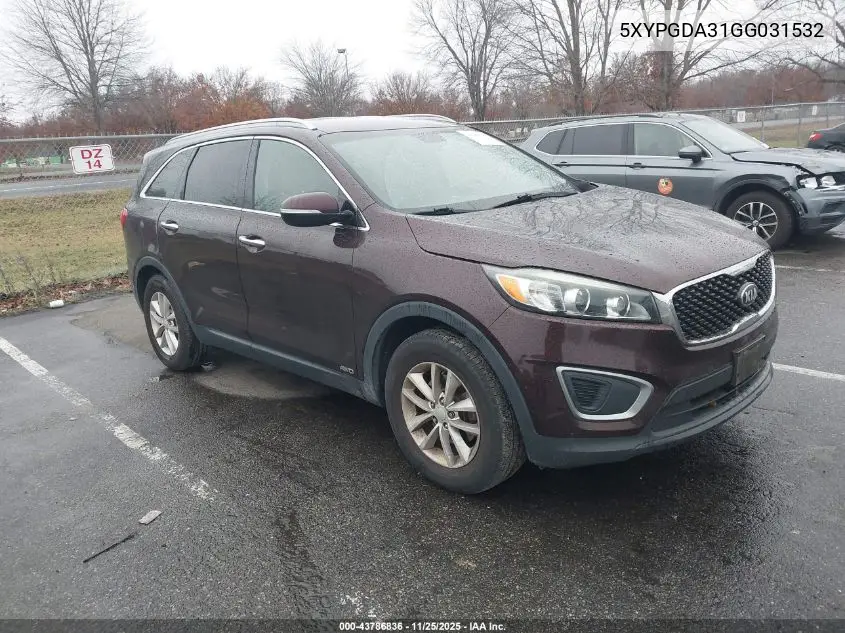 5XYPGDA31GG031532 2016 Kia Sorento 2.4L Lx