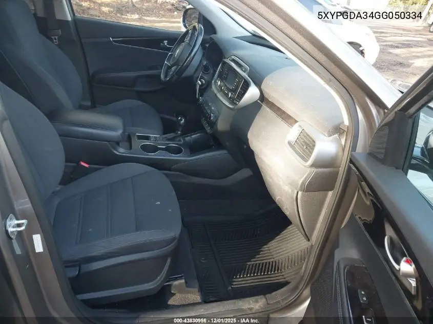 5XYPGDA34GG050334 2016 Kia Sorento 2.4L Lx