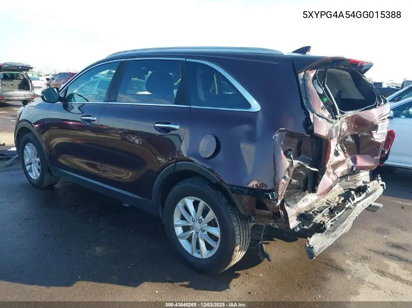 5XYPG4A54GG015388 2016 Kia Sorento 3.3L Lx