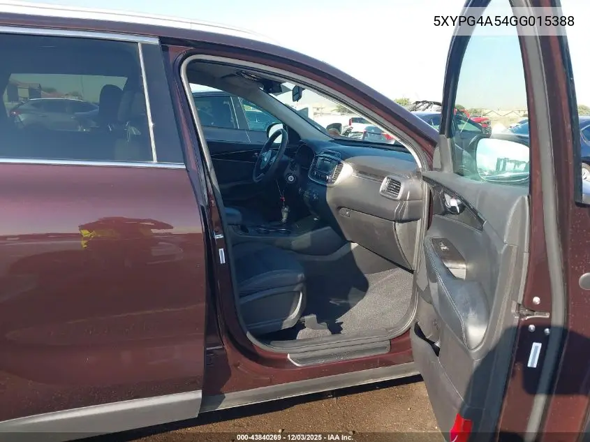 5XYPG4A54GG015388 2016 Kia Sorento 3.3L Lx