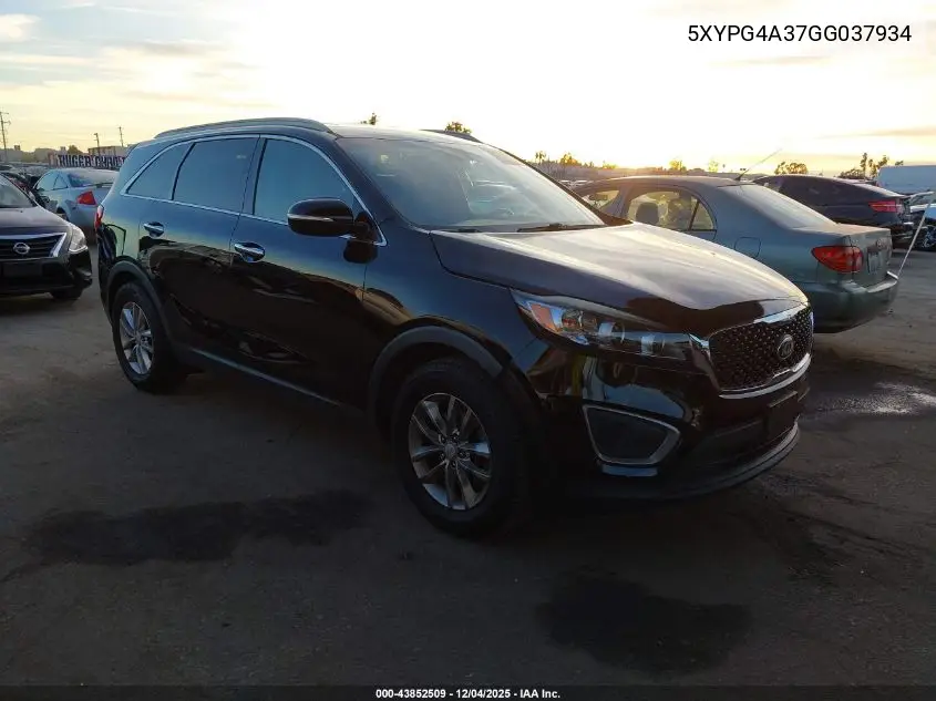 5XYPG4A37GG037934 2016 Kia Sorento 2.4L Lx