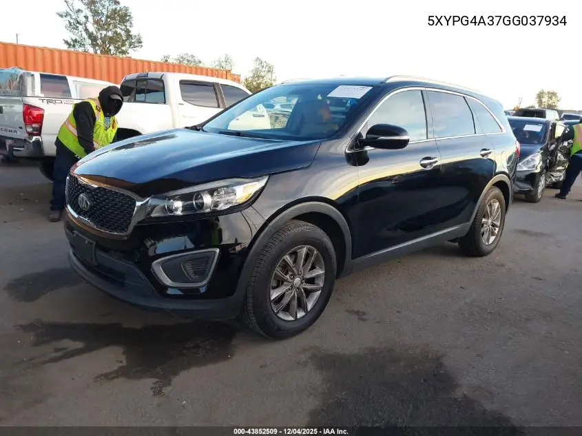 5XYPG4A37GG037934 2016 Kia Sorento 2.4L Lx
