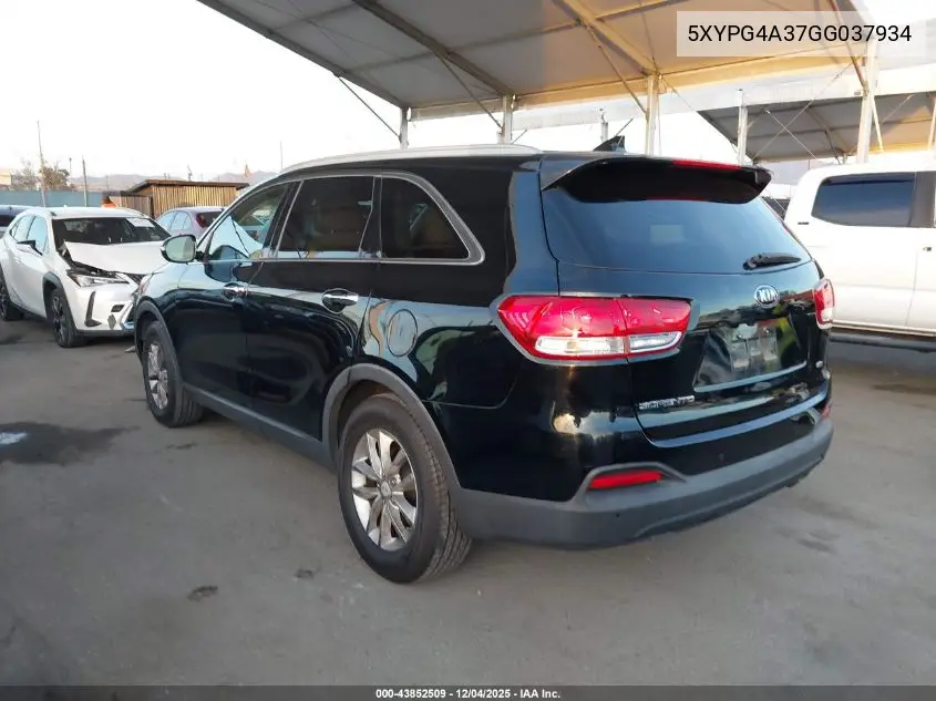 5XYPG4A37GG037934 2016 Kia Sorento 2.4L Lx
