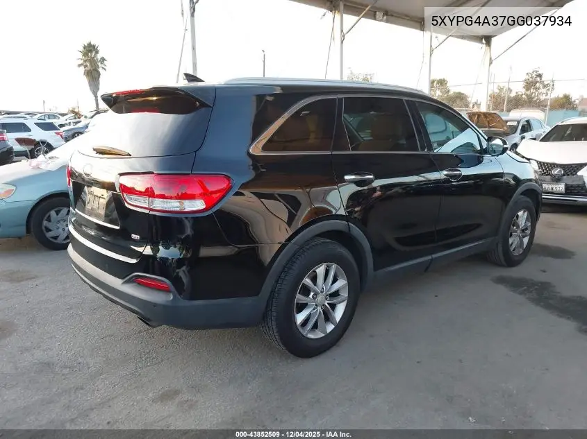 5XYPG4A37GG037934 2016 Kia Sorento 2.4L Lx