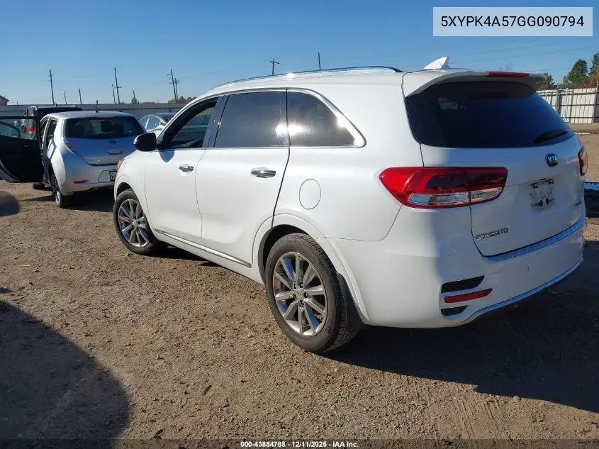 5XYPK4A57GG090794 2016 Kia Sorento 3.3L Sxl
