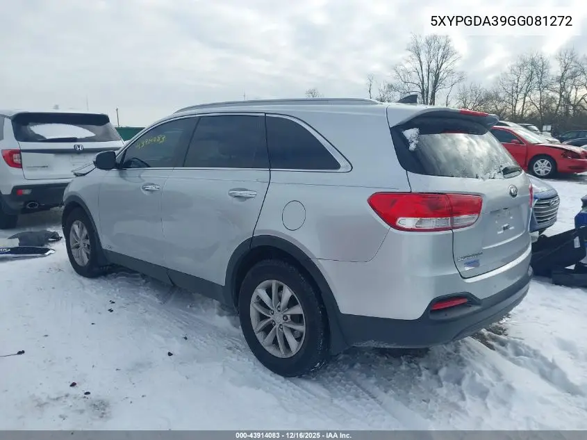 5XYPGDA39GG081272 2016 Kia Sorento 2.4L Lx