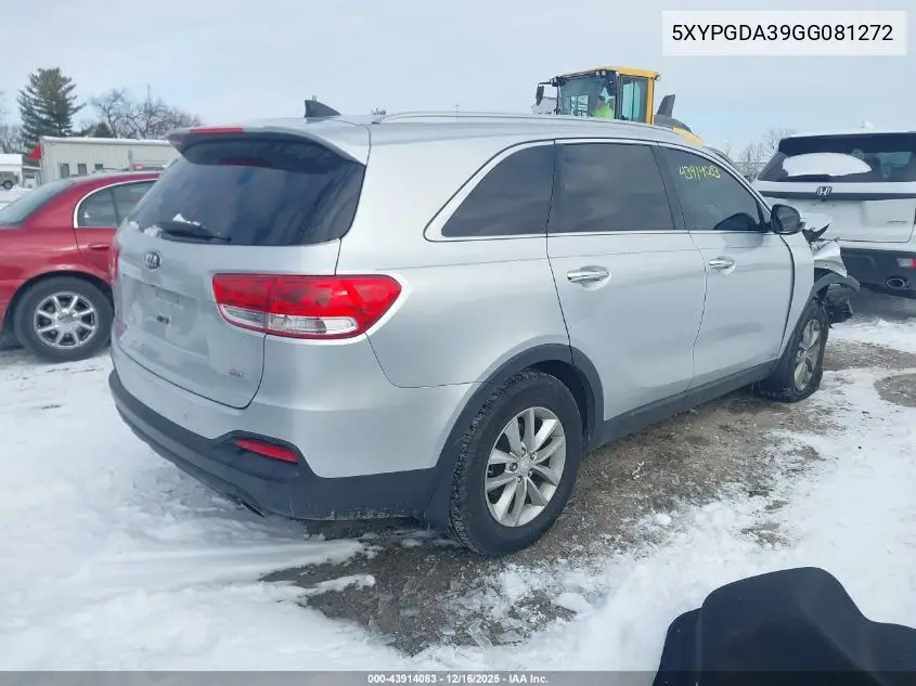 5XYPGDA39GG081272 2016 Kia Sorento 2.4L Lx