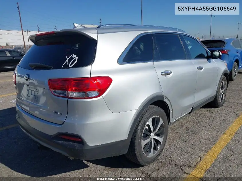 5XYPH4A55GG106649 2016 Kia Sorento 3.3L Ex