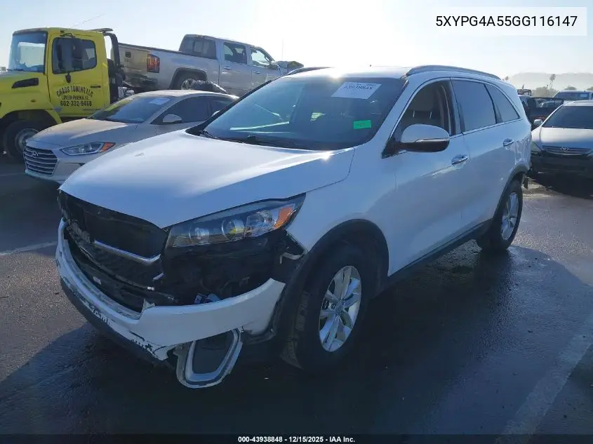 5XYPG4A55GG116147 2016 Kia Sorento 3.3L Lx