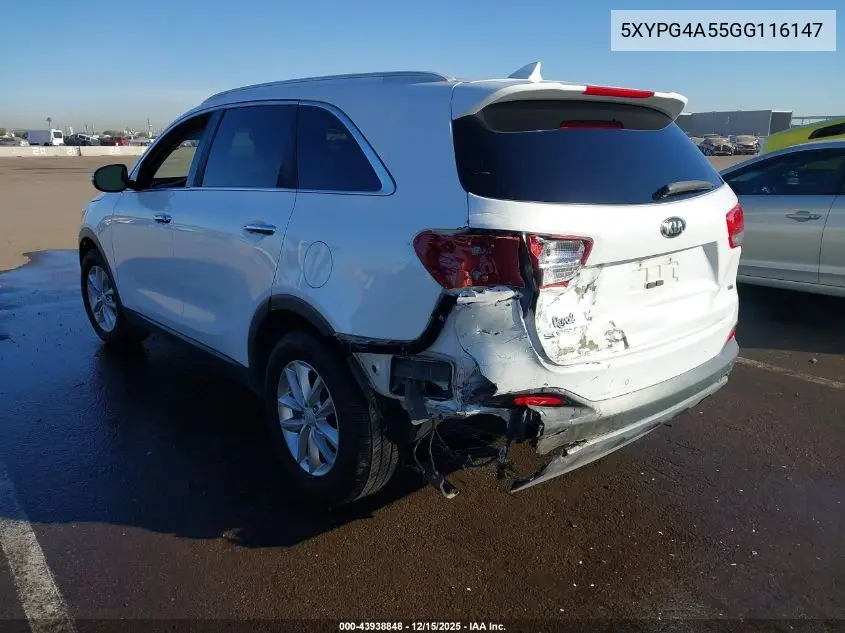 5XYPG4A55GG116147 2016 Kia Sorento 3.3L Lx