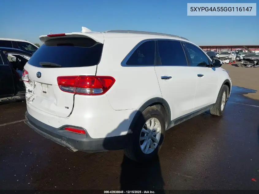 5XYPG4A55GG116147 2016 Kia Sorento 3.3L Lx