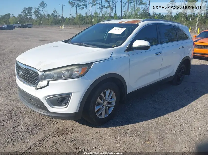 5XYPG4A32GG028610 2016 Kia Sorento 2.4L Lx
