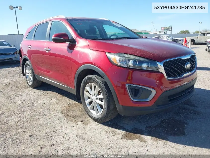 5XYPG4A30HG241735 2017 Kia Sorento 2.4L Lx