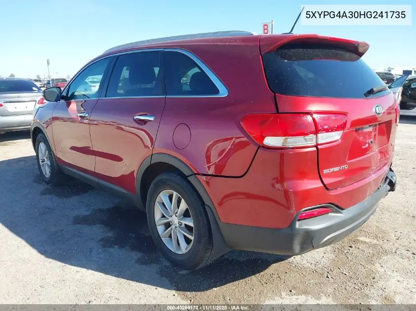 5XYPG4A30HG241735 2017 Kia Sorento 2.4L Lx