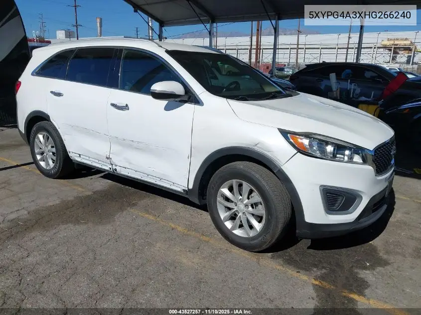 5XYPG4A3XHG266240 2017 Kia Sorento 2.4L Lx