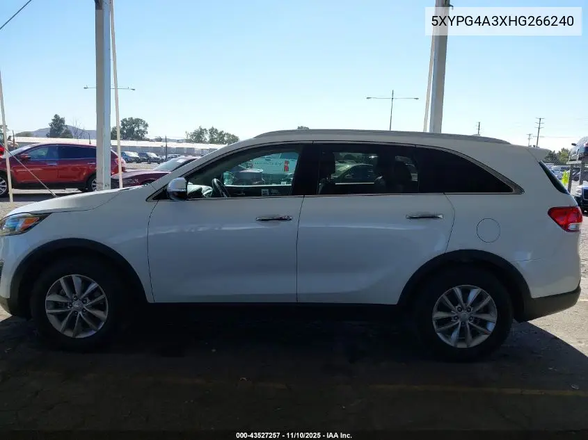 5XYPG4A3XHG266240 2017 Kia Sorento 2.4L Lx
