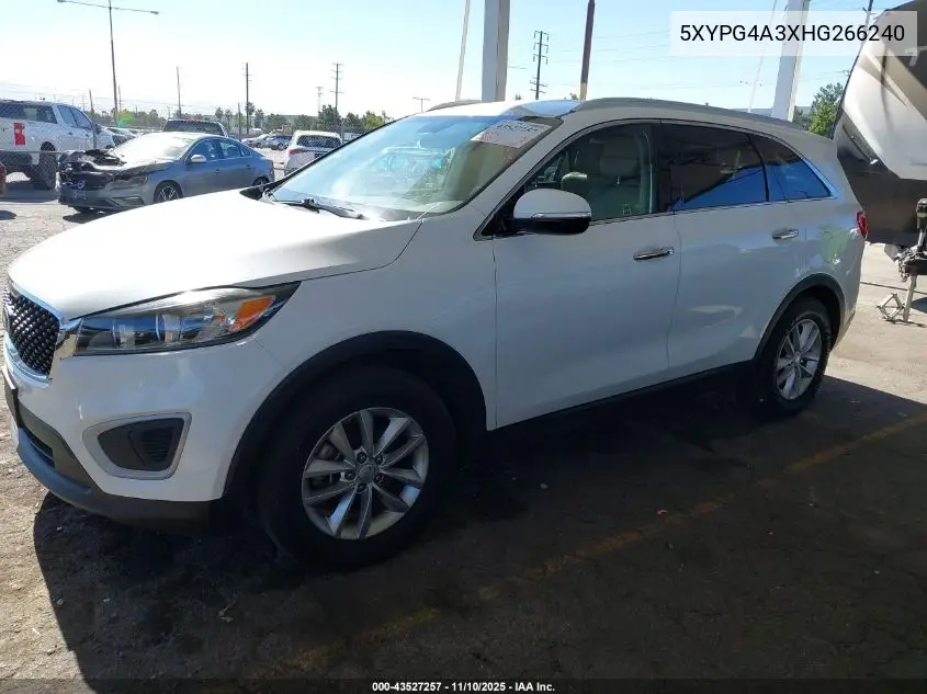 5XYPG4A3XHG266240 2017 Kia Sorento 2.4L Lx