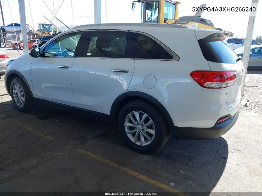 5XYPG4A3XHG266240 2017 Kia Sorento 2.4L Lx