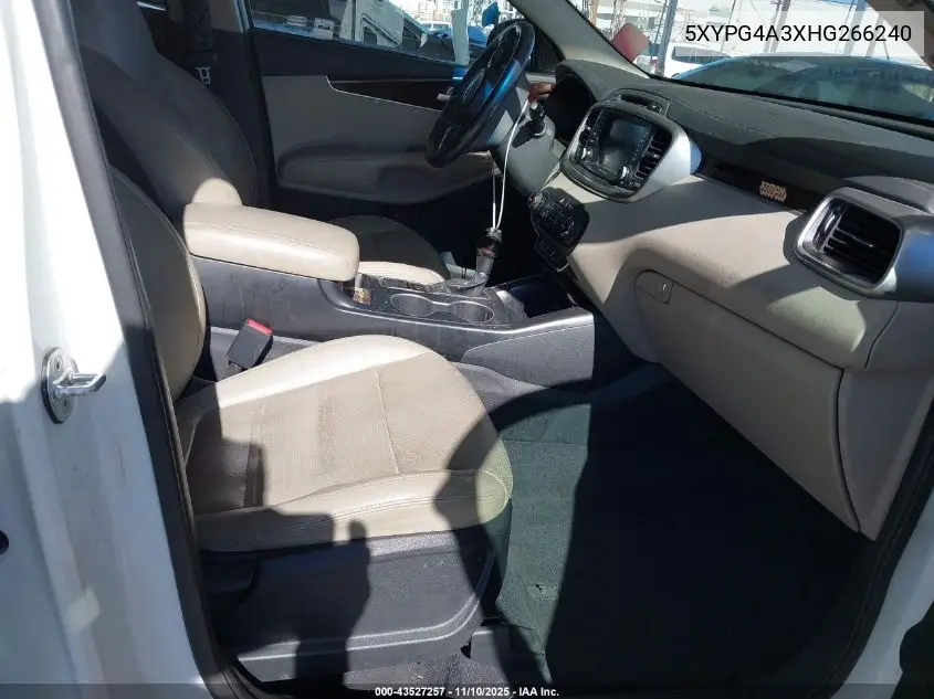 5XYPG4A3XHG266240 2017 Kia Sorento 2.4L Lx