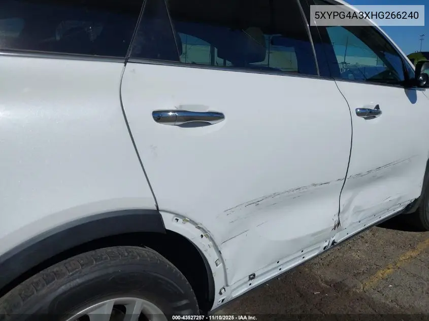 5XYPG4A3XHG266240 2017 Kia Sorento 2.4L Lx