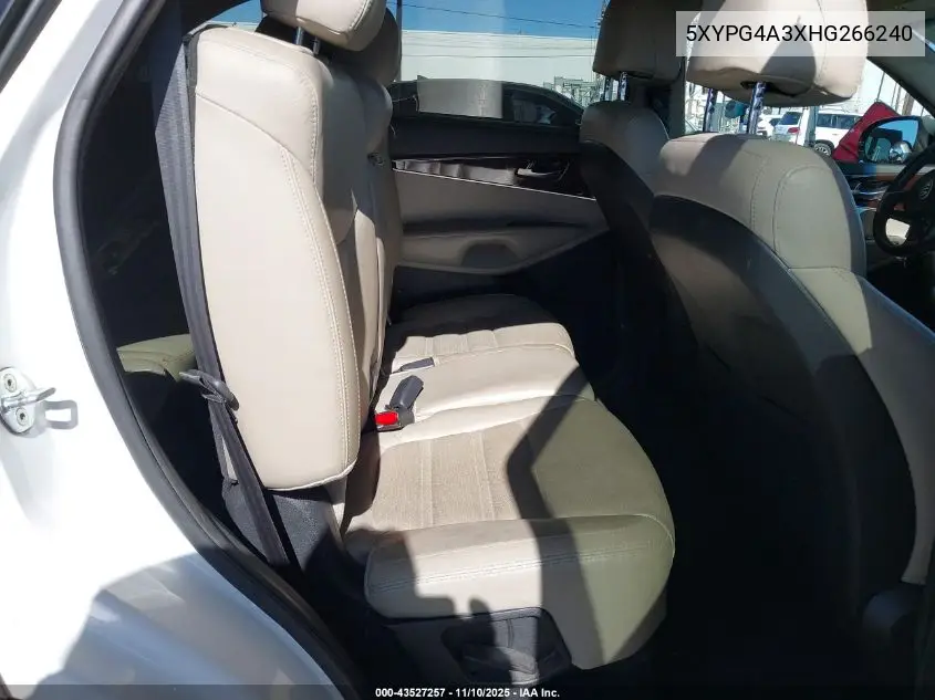 5XYPG4A3XHG266240 2017 Kia Sorento 2.4L Lx