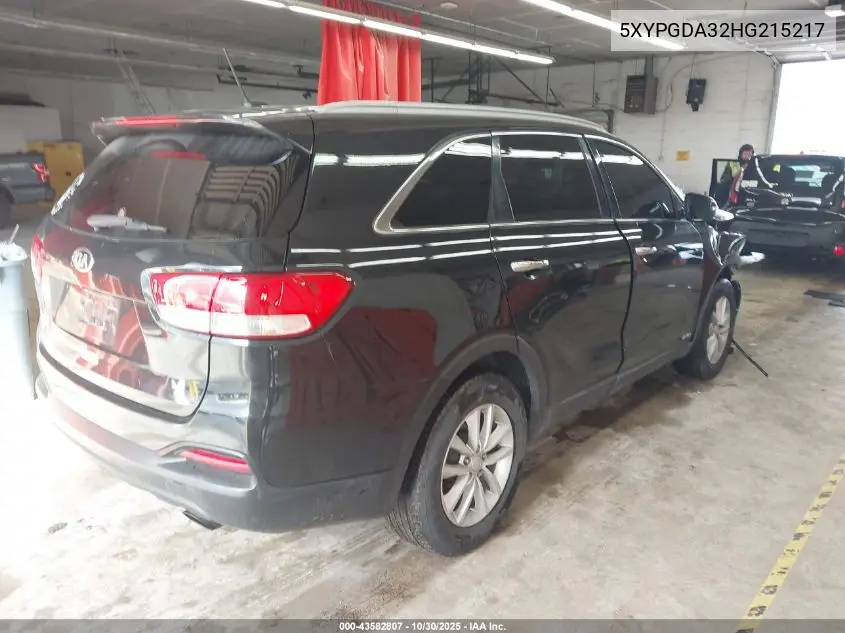 5XYPGDA32HG215217 2017 Kia Sorento 2.4L Lx