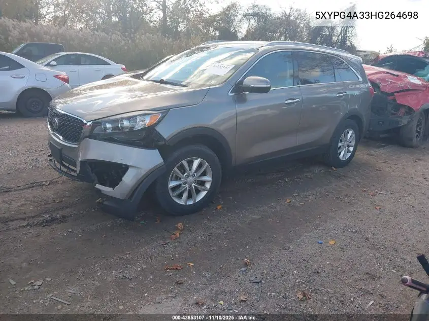 5XYPG4A33HG264698 2017 Kia Sorento 2.4L Lx