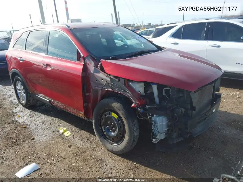 5XYPGDA55HG211177 2017 Kia Sorento 3.3L Lx