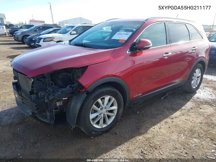 5XYPGDA55HG211177 2017 Kia Sorento 3.3L Lx