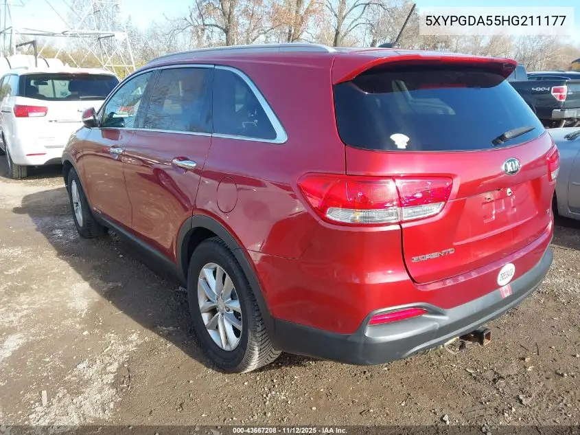 5XYPGDA55HG211177 2017 Kia Sorento 3.3L Lx