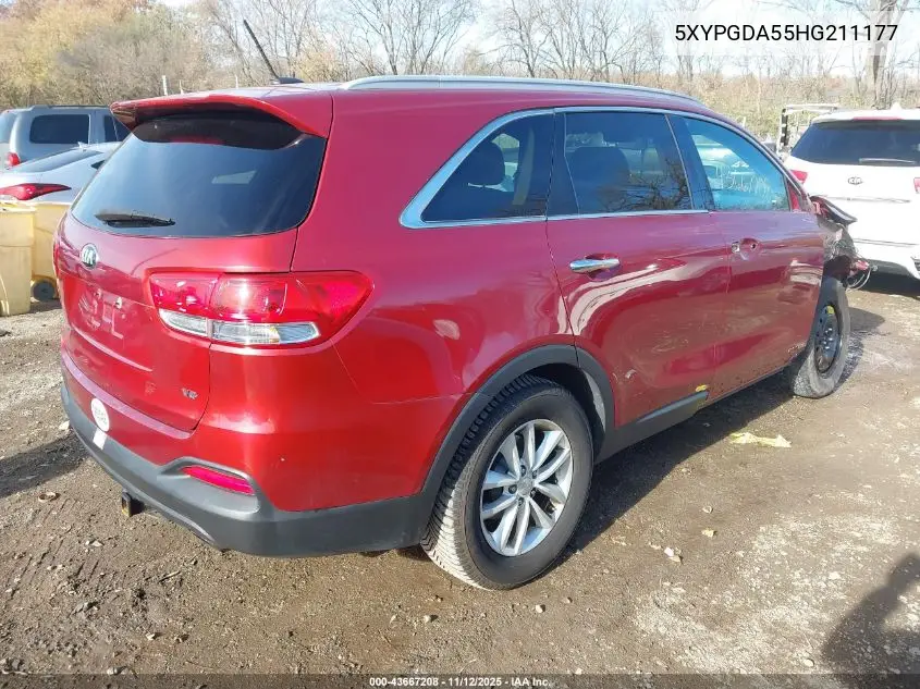 5XYPGDA55HG211177 2017 Kia Sorento 3.3L Lx