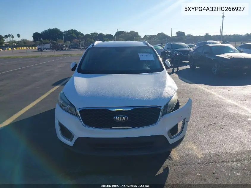 5XYPG4A32HG266927 2017 Kia Sorento 2.4L Lx