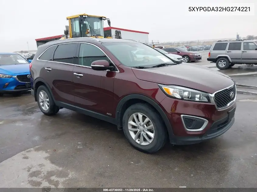 5XYPGDA32HG274221 2017 Kia Sorento 2.4L Lx