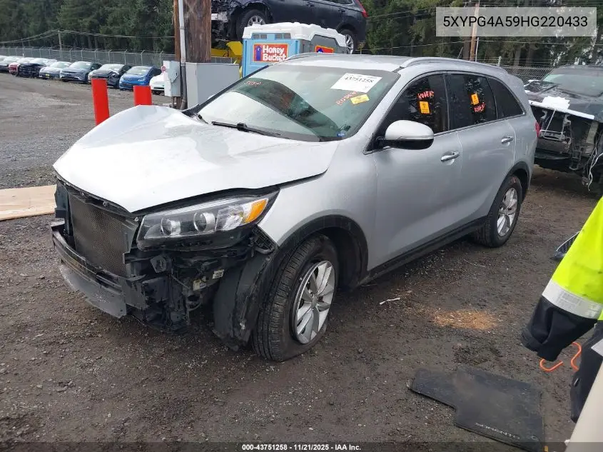 5XYPG4A59HG220433 2017 Kia Sorento 3.3L Lx