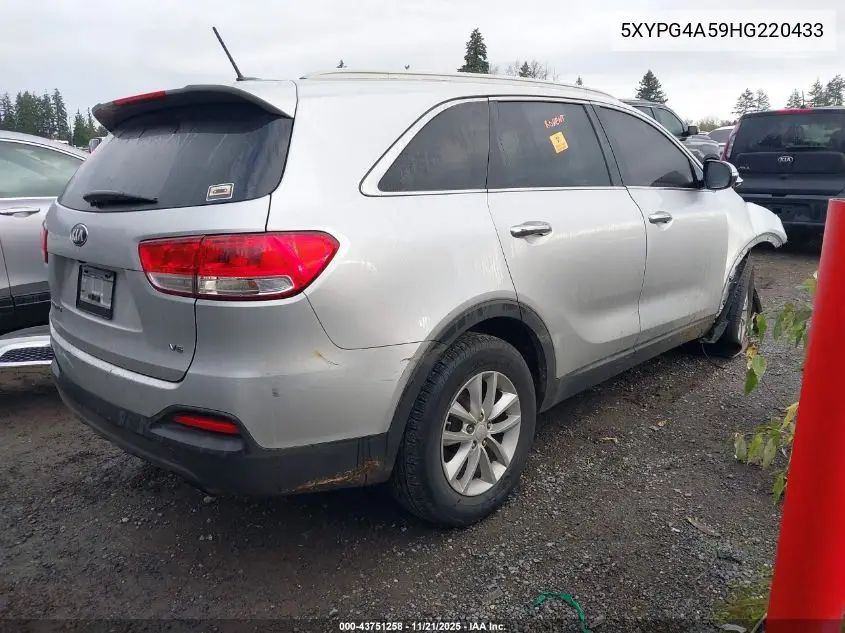 5XYPG4A59HG220433 2017 Kia Sorento 3.3L Lx