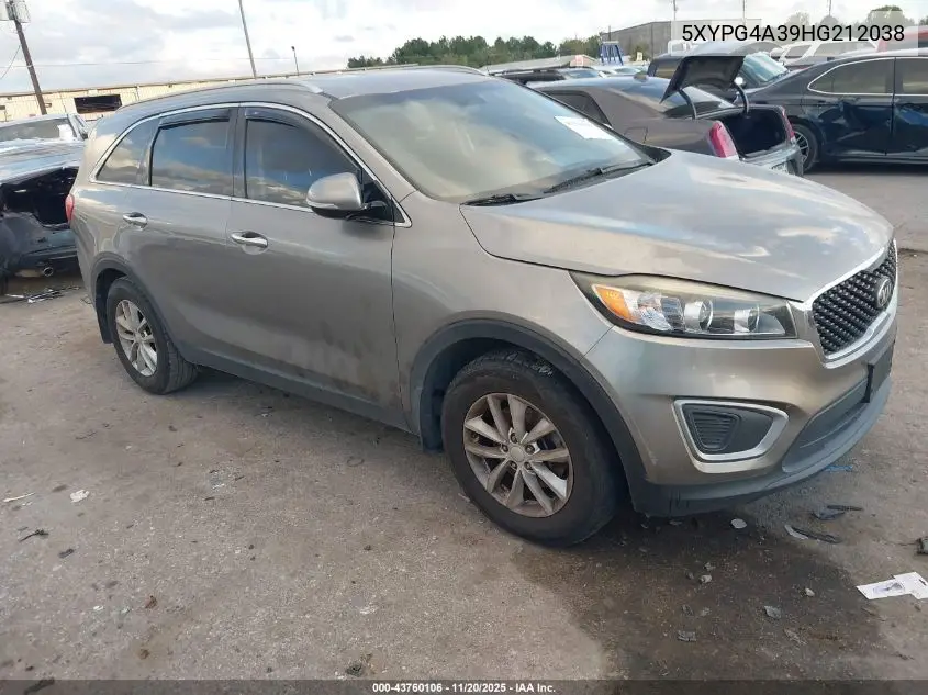 5XYPG4A39HG212038 2017 Kia Sorento 2.4L Lx