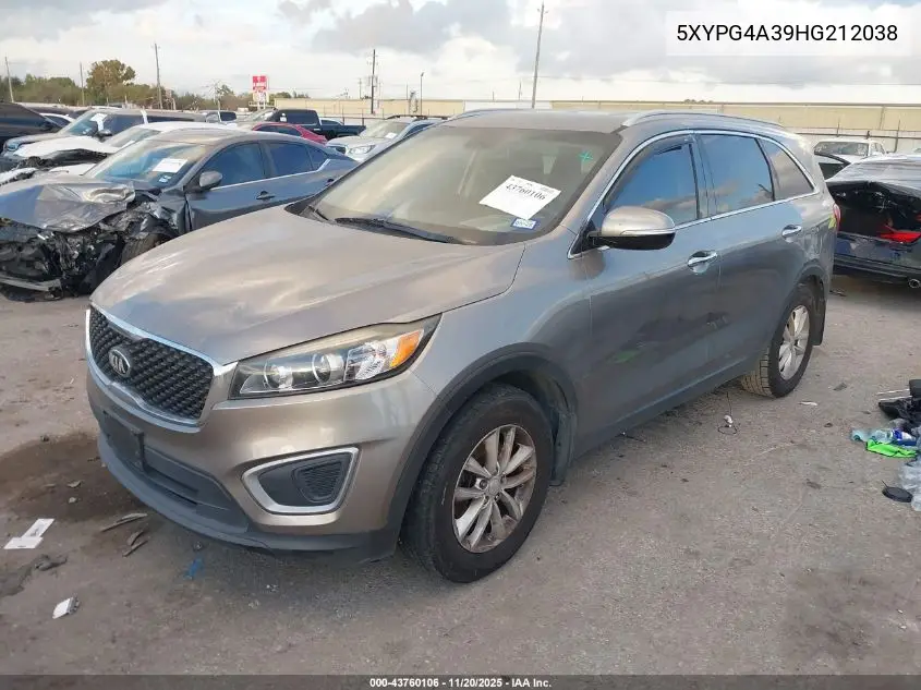5XYPG4A39HG212038 2017 Kia Sorento 2.4L Lx